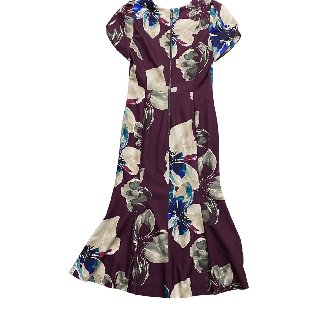 Calvin Klein $134 Plum Floral Petal Sleeve Midi Dress CD8CG1TC Size 6 NWT - Picture 5 of 8